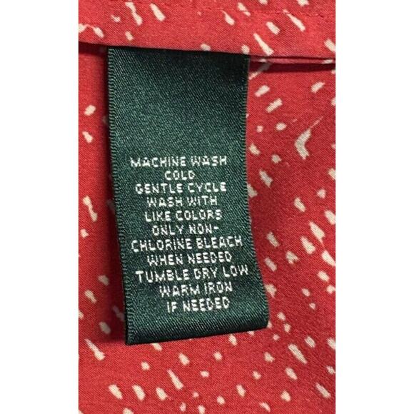 Lauren Ralph Lauren Womens Medium Red Tan Boho Retro Popover Tunic Top Blouse - Picture 10 of 11